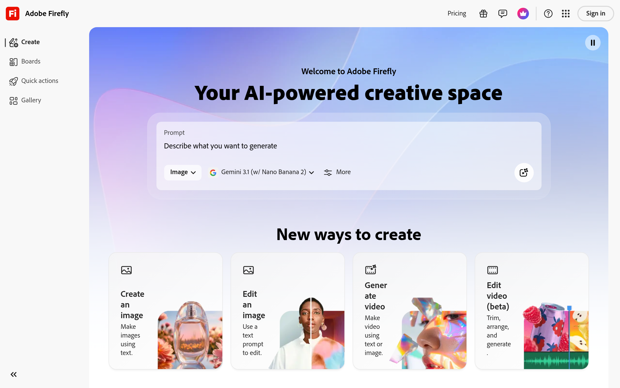 Adobe Firefly screenshot