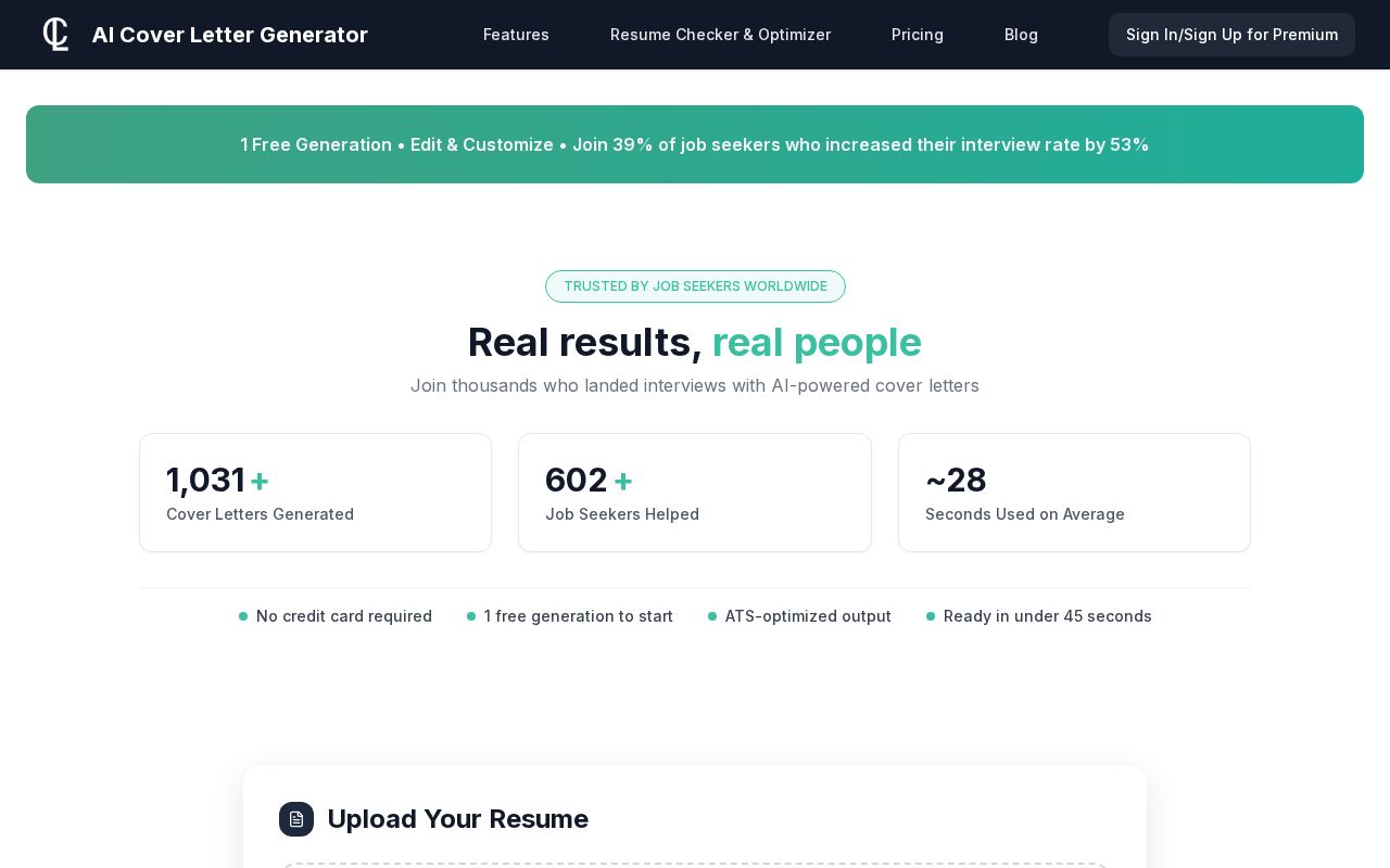AI Cover Letter Generator screenshot