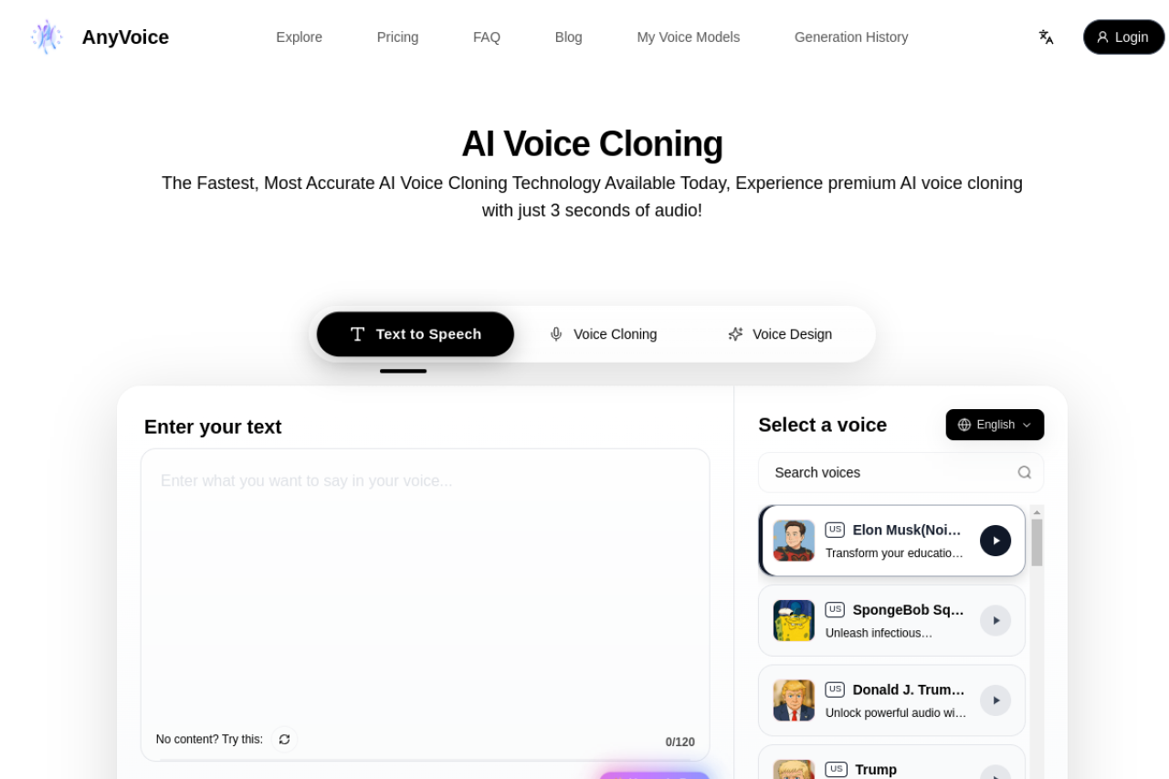 AI Voice Cloning - AnyVoice screenshot