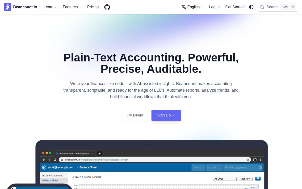 Beancount.io screenshot