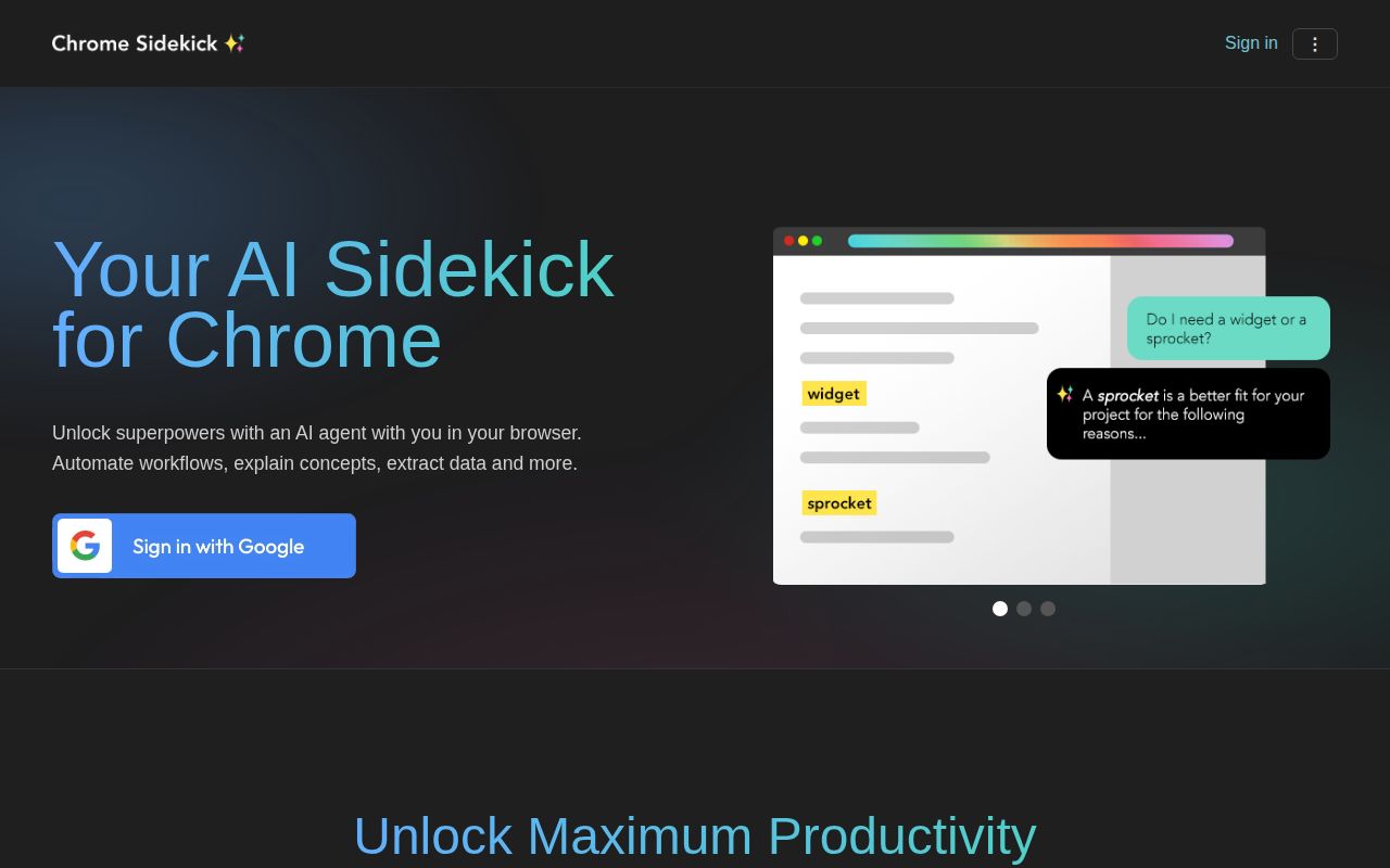 Chrome Sidekick screenshot