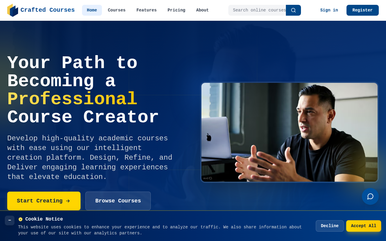 CraftedCourses.io screenshot