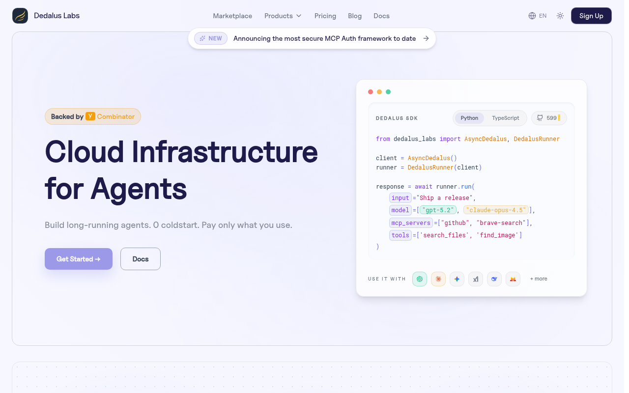 Dedalus Labs screenshot