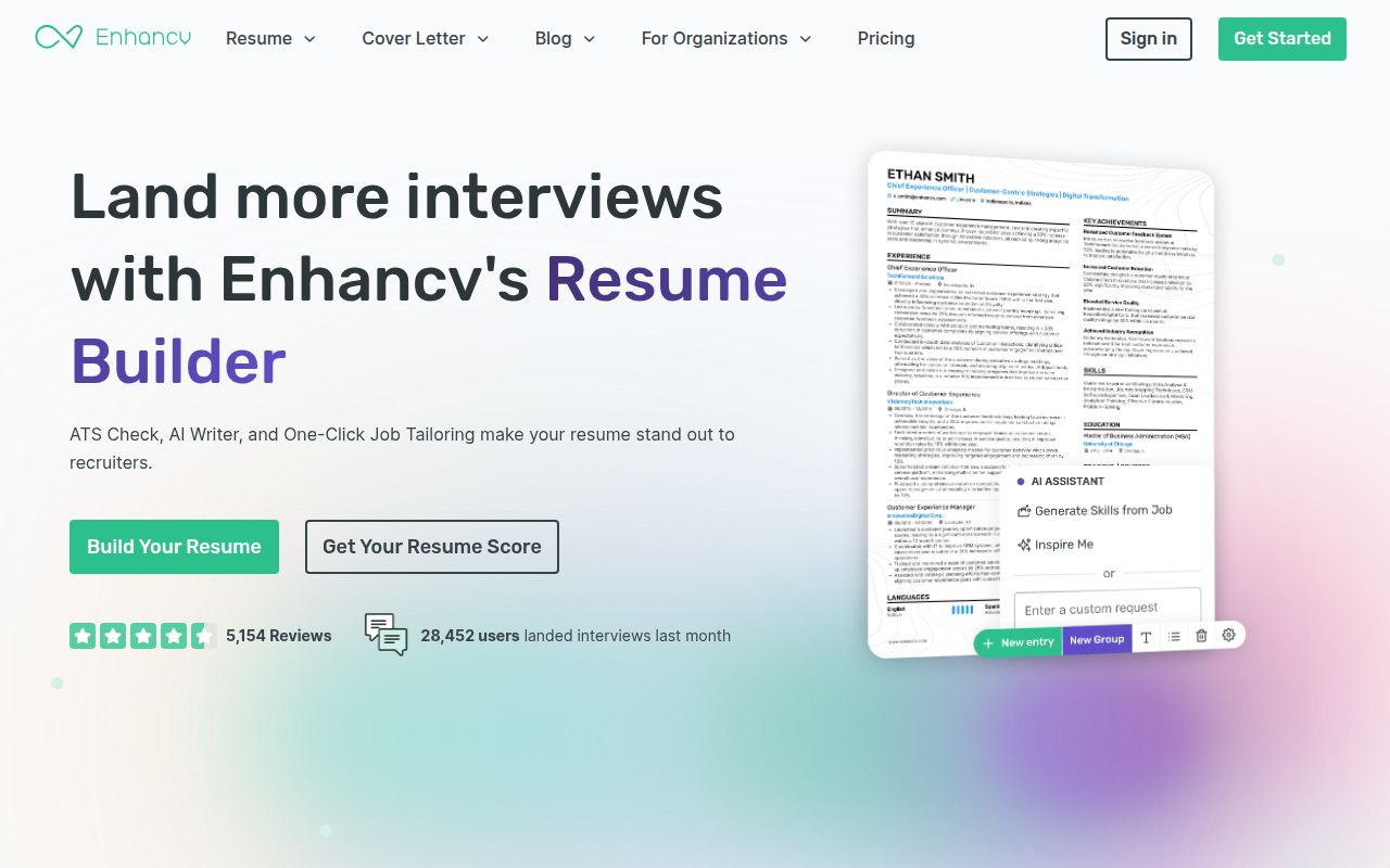 Enhancv screenshot