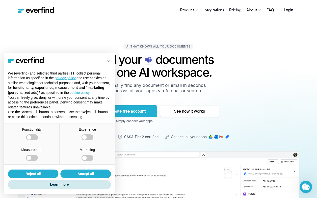 everfind \| AI workspace screenshot