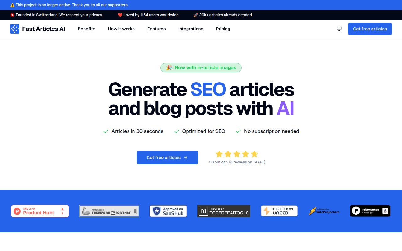 Fast Articles AI screenshot
