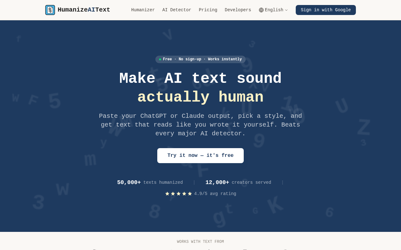HumanizeAIText.app screenshot