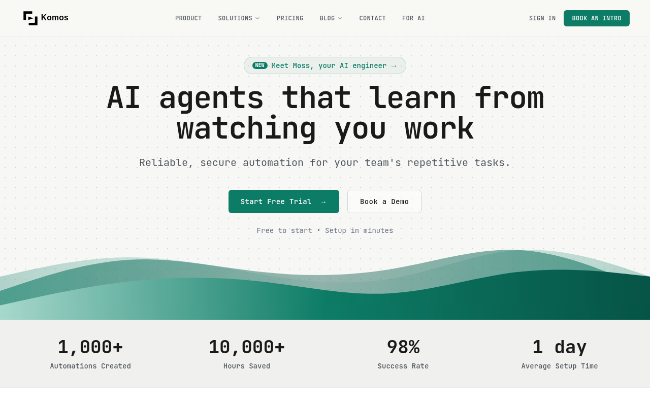 Komos - AI That Runs Your Repetitive Work screenshot