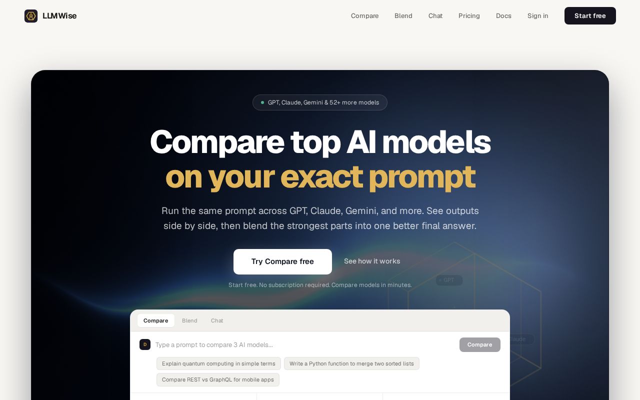 LLMWise screenshot