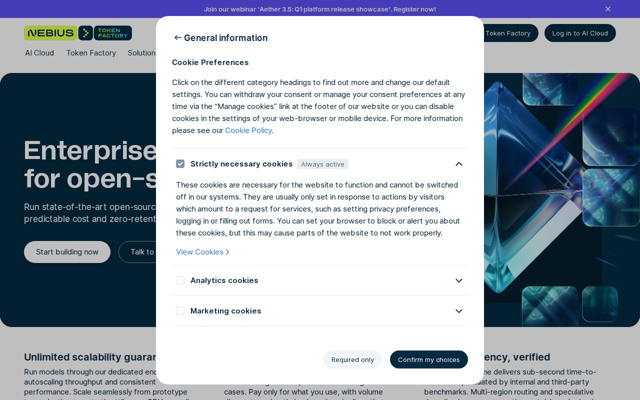 Nebius Token Factory screenshot
