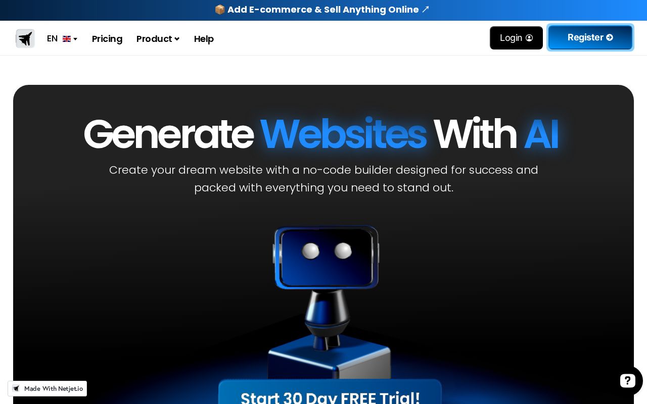 Netjet.io screenshot