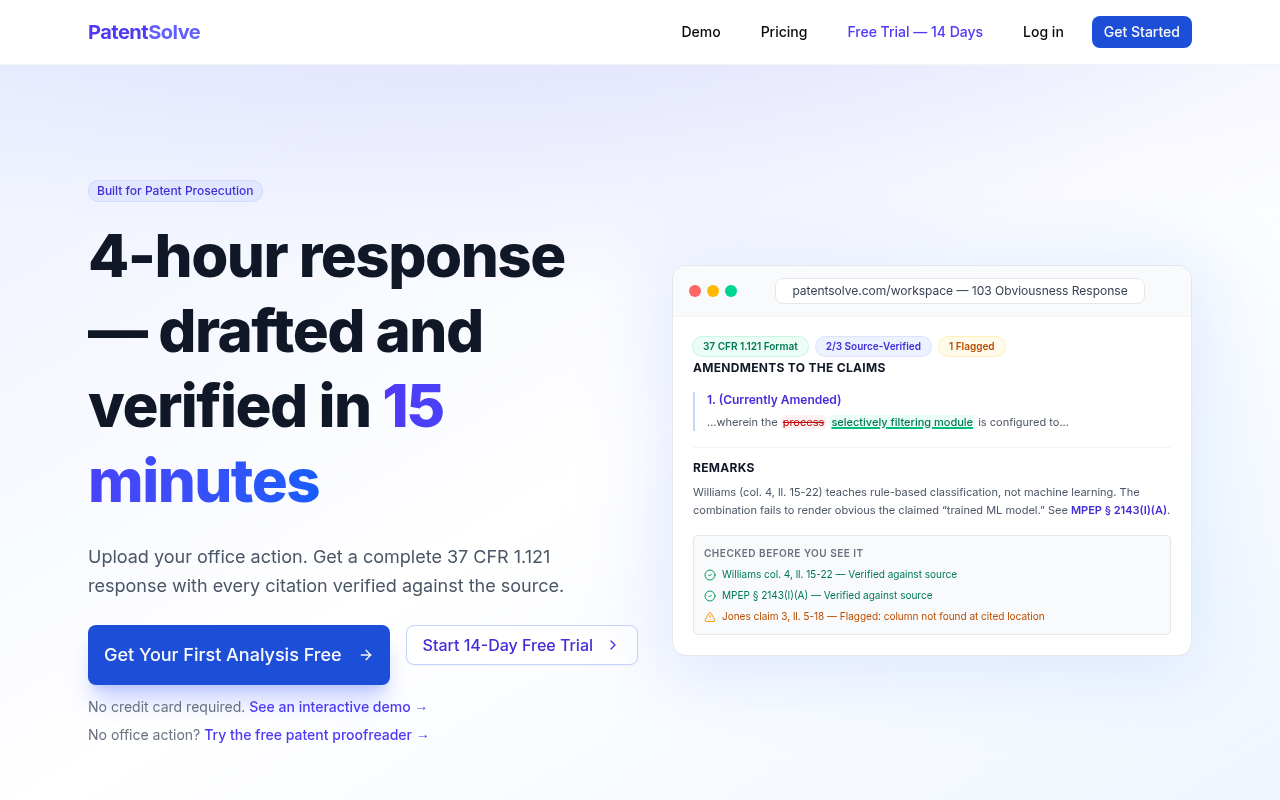 PatentSolve screenshot