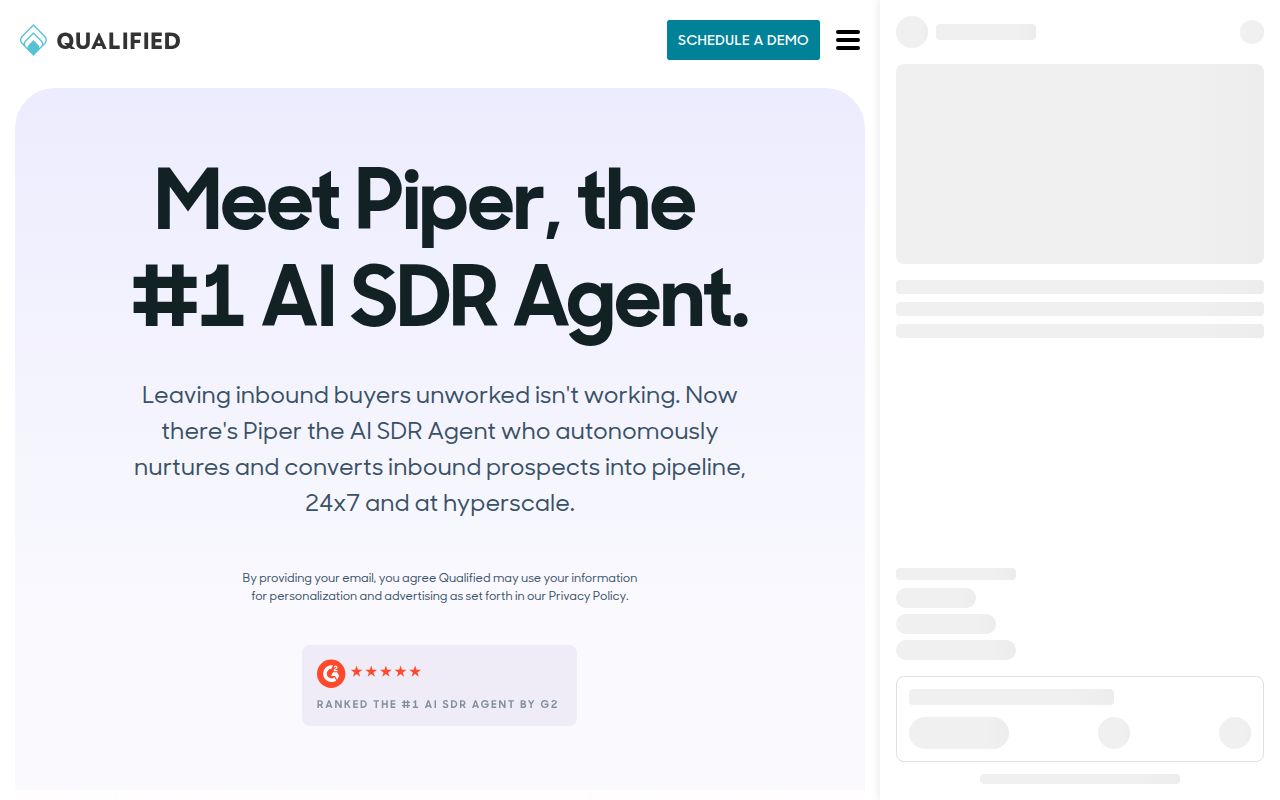 Piper SDR Agent by Qualified screenshot