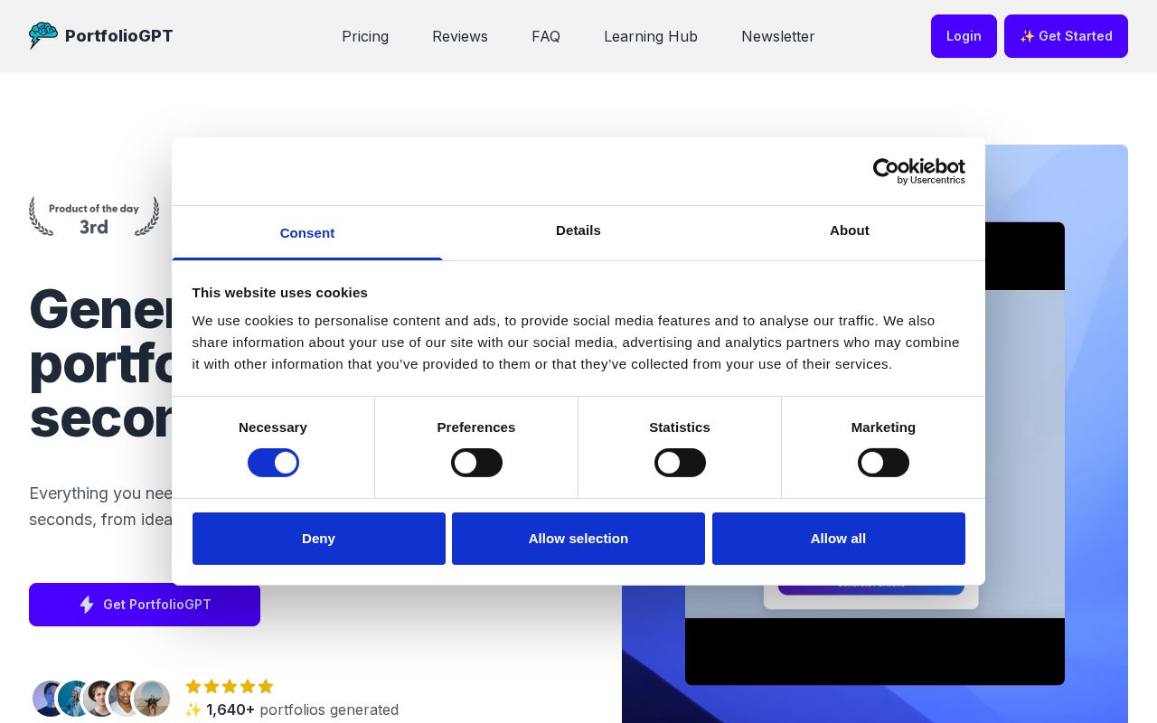 PortfolioGPT screenshot