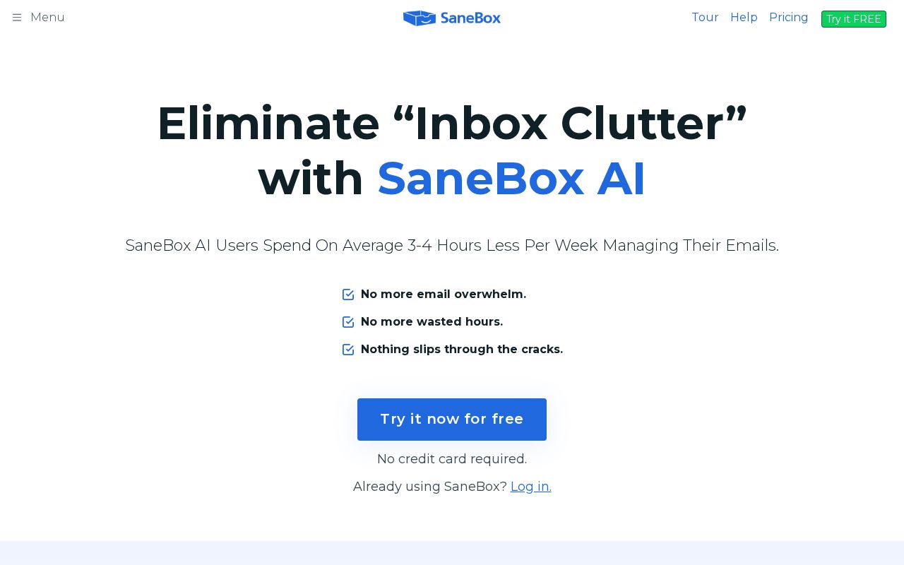 SaneBox screenshot