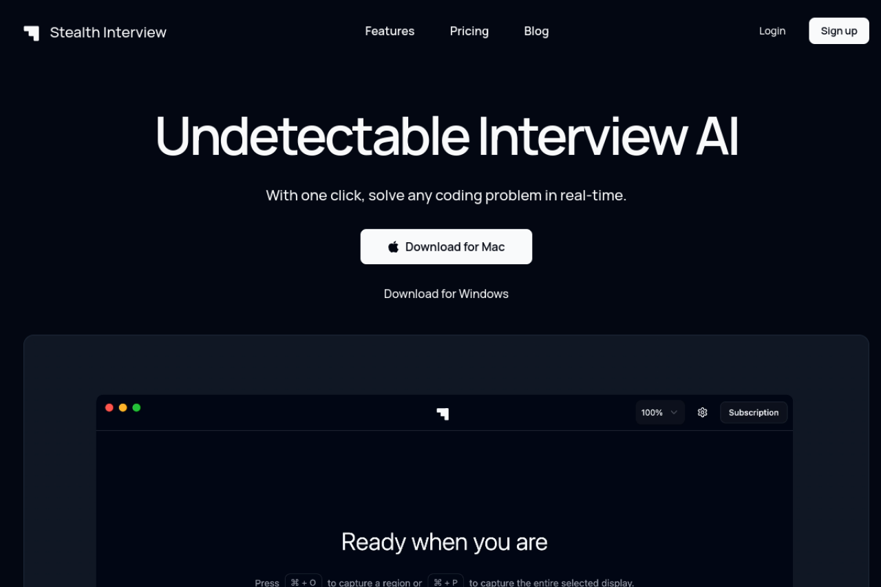 Stealth Interview screenshot
