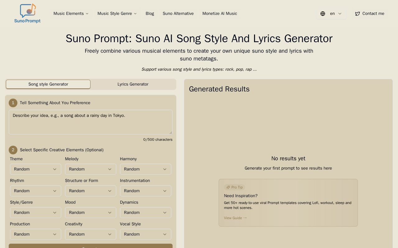 Suno Prompt screenshot