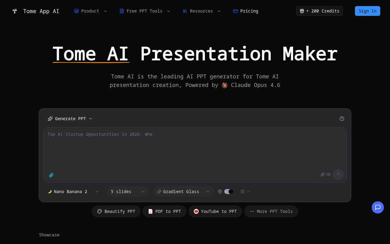 Tome App AI screenshot