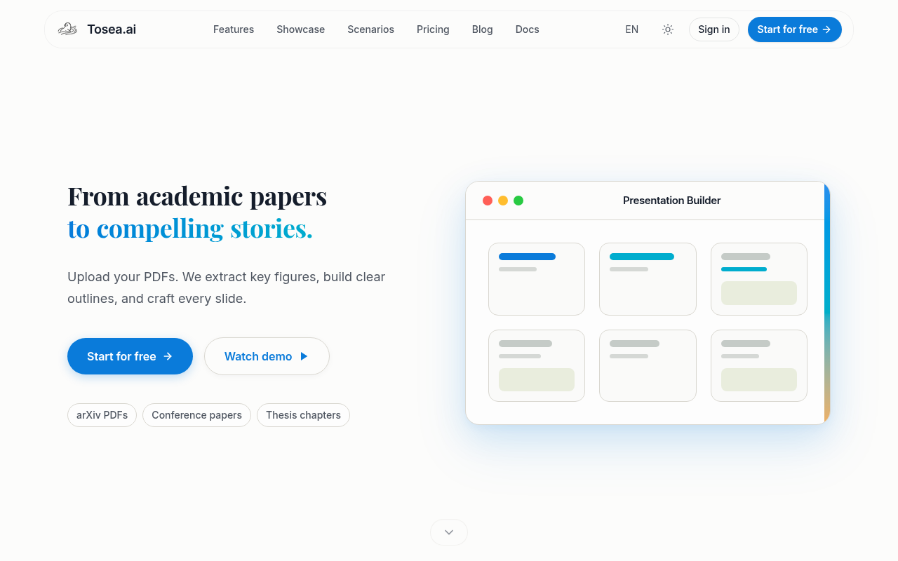 Tosea.ai screenshot