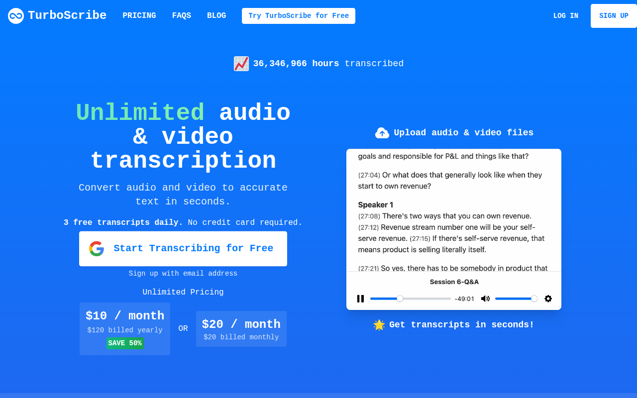 TurboScribe screenshot