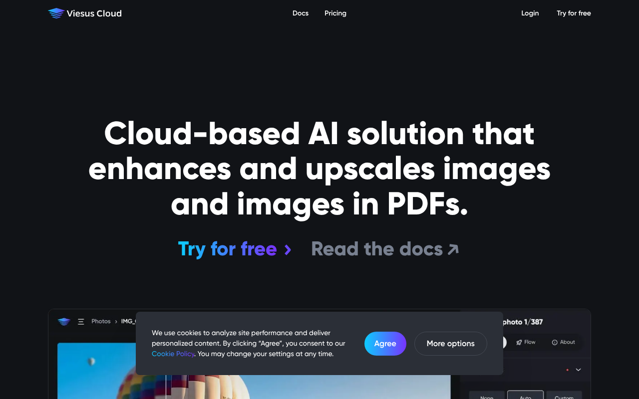 Viesus enhancing PDFs and images screenshot