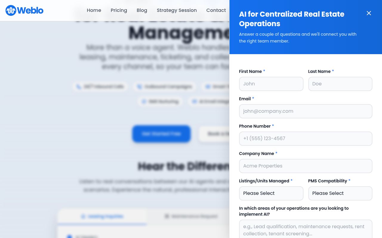 Weblo AI screenshot
